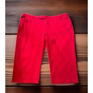Chaps Womans Plus Size Chino Capri Pants 24W Red Slimming Fit Mid Rise